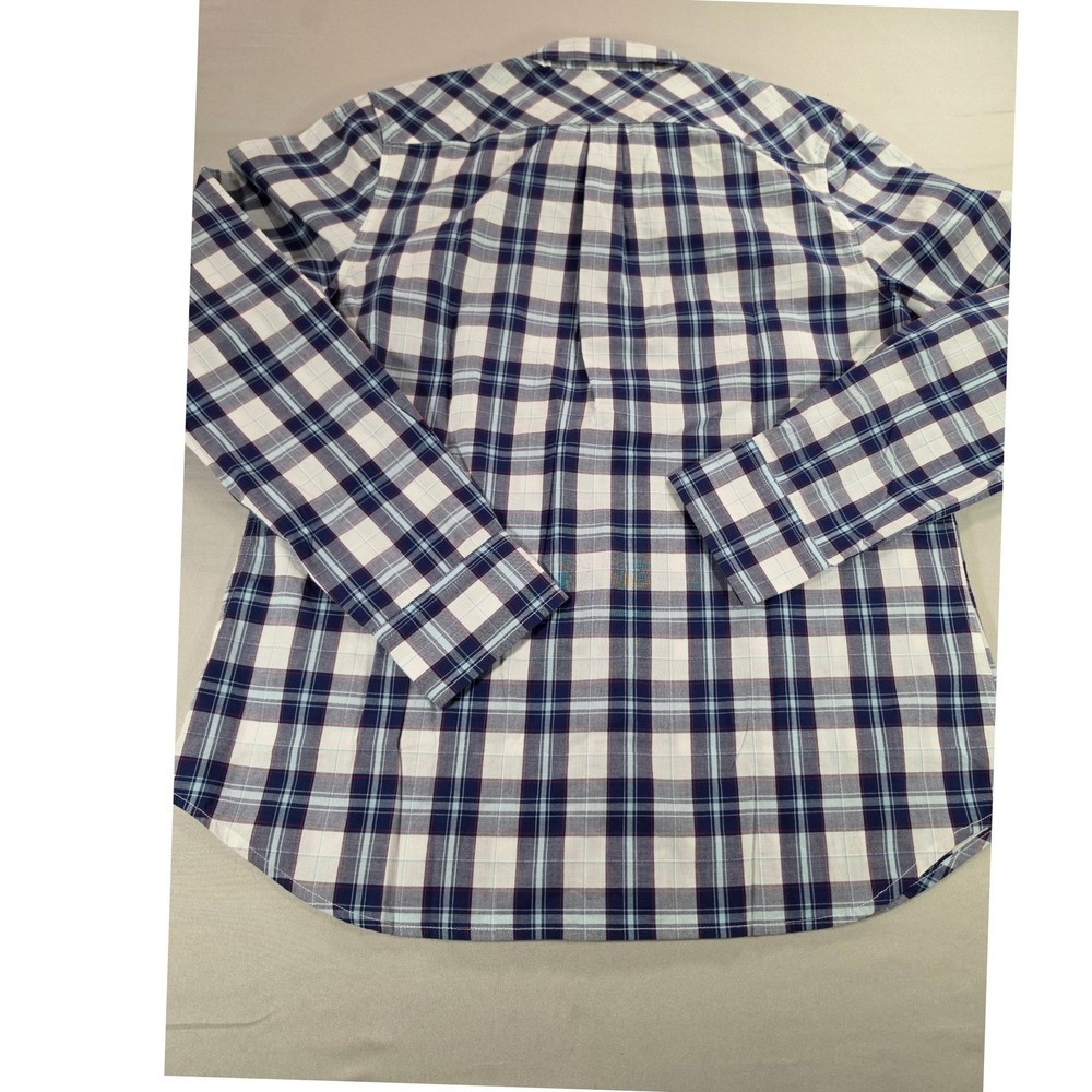 UNTUCKit Sorbo Womens Plaid Button Down Shirt Navy Blue Size 2 UT-14-33118-2 NWT - Picture 7 of 8
